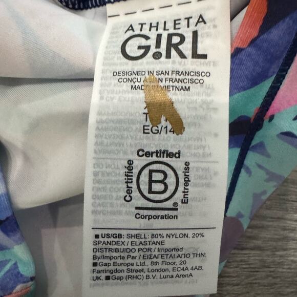 NWOT Athleta Girl Surfs Up Floral Mock neck Rashguard Swim Shirt Size XL / 14 - Picture 4 of 4